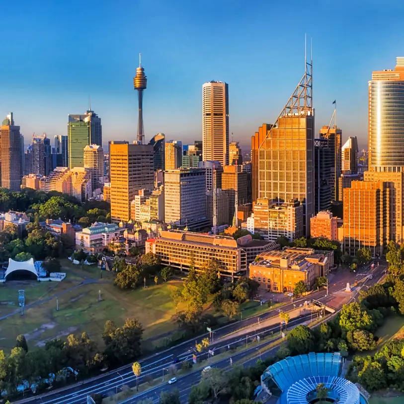 Sydney central business district at sunrise